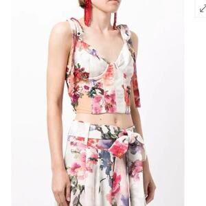 PatBo Floral Print Bustier Crop Top Size 10